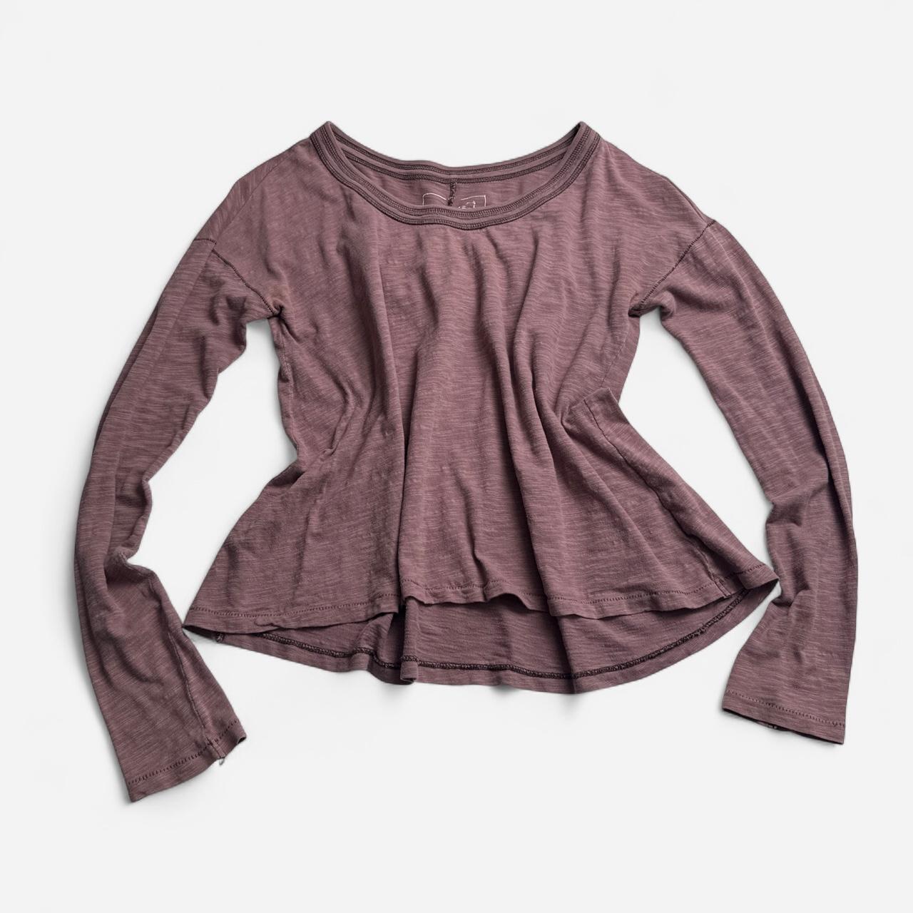 We The Free Babydoll Top Mauve Boho Swing Peplum Long Sleeve fits like M
