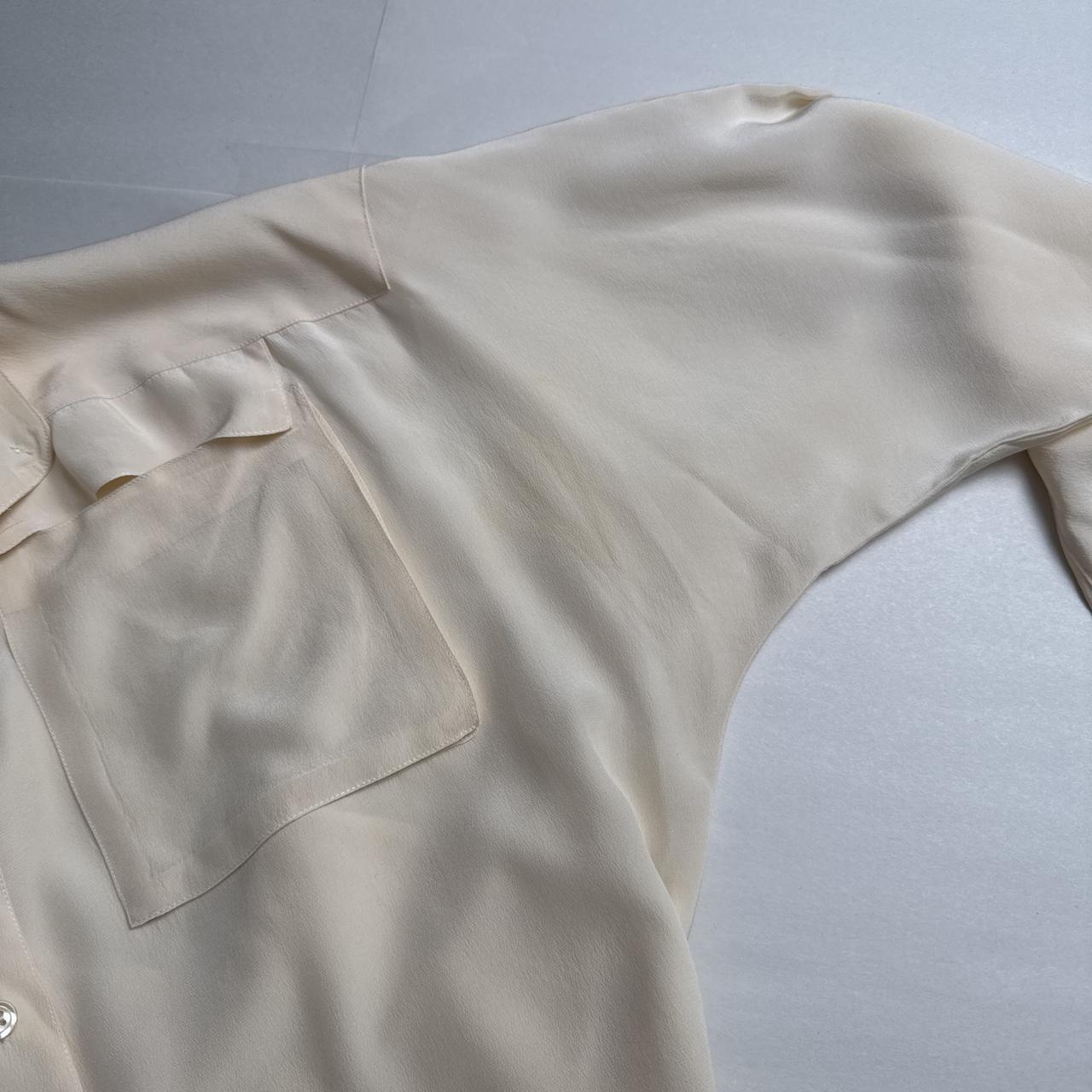 80s Cocon Paris Cream Silk French Designer Button Up Quiet Luxury Top 40/M-L