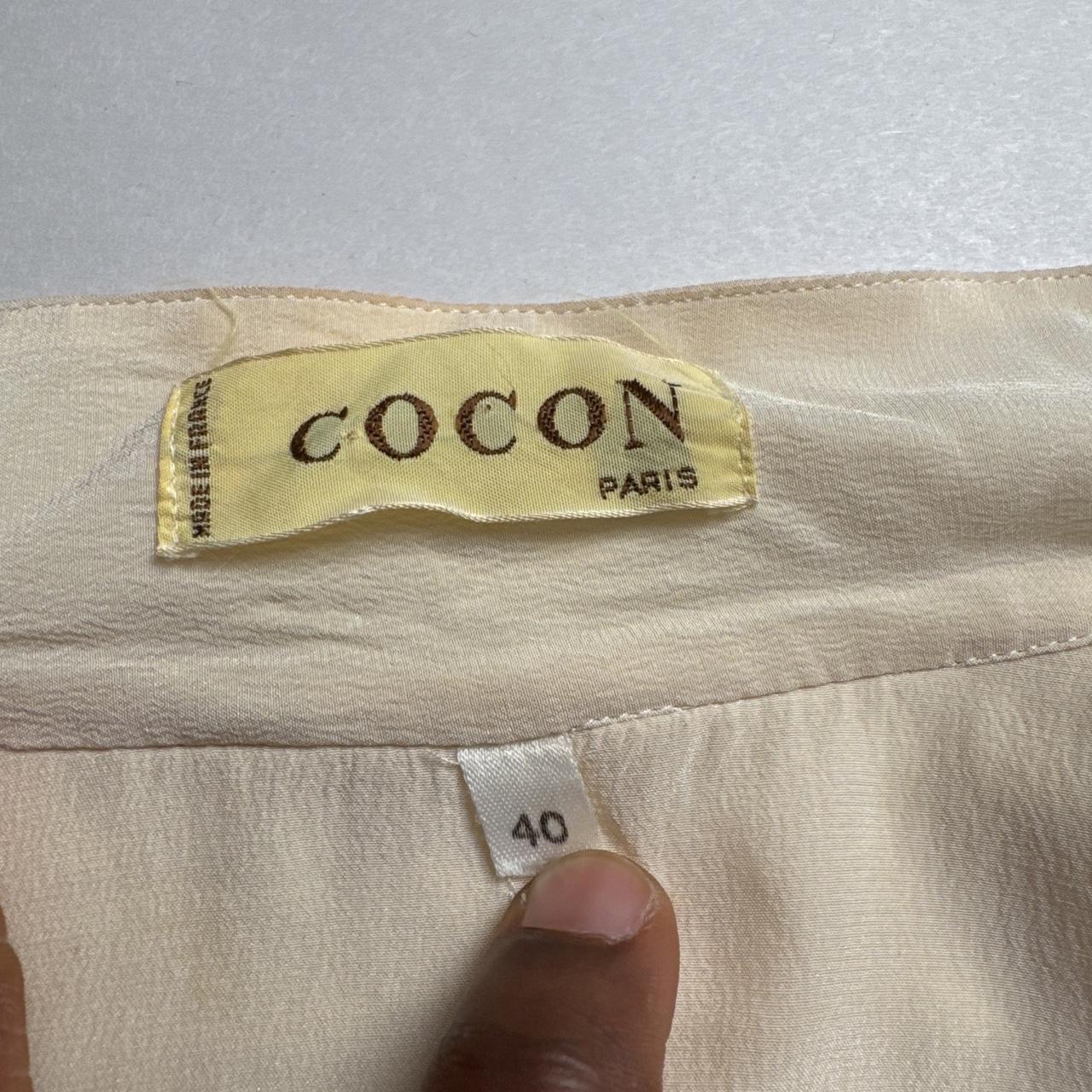 80s Cocon Paris Cream Silk French Designer Button Up Quiet Luxury Top 40/M-L