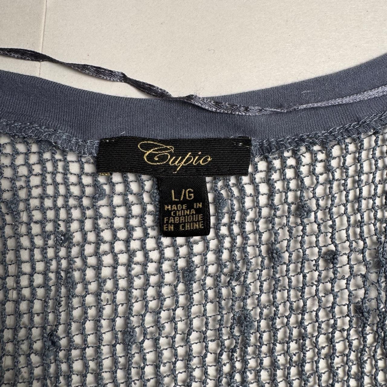 Cupio Dusty Blue Crochet Knit Sequin boho fairycore Tank Top L