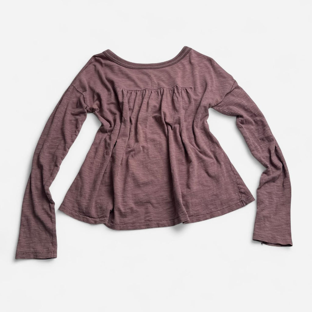 We The Free Babydoll Top Mauve Boho Swing Peplum Long Sleeve fits like M
