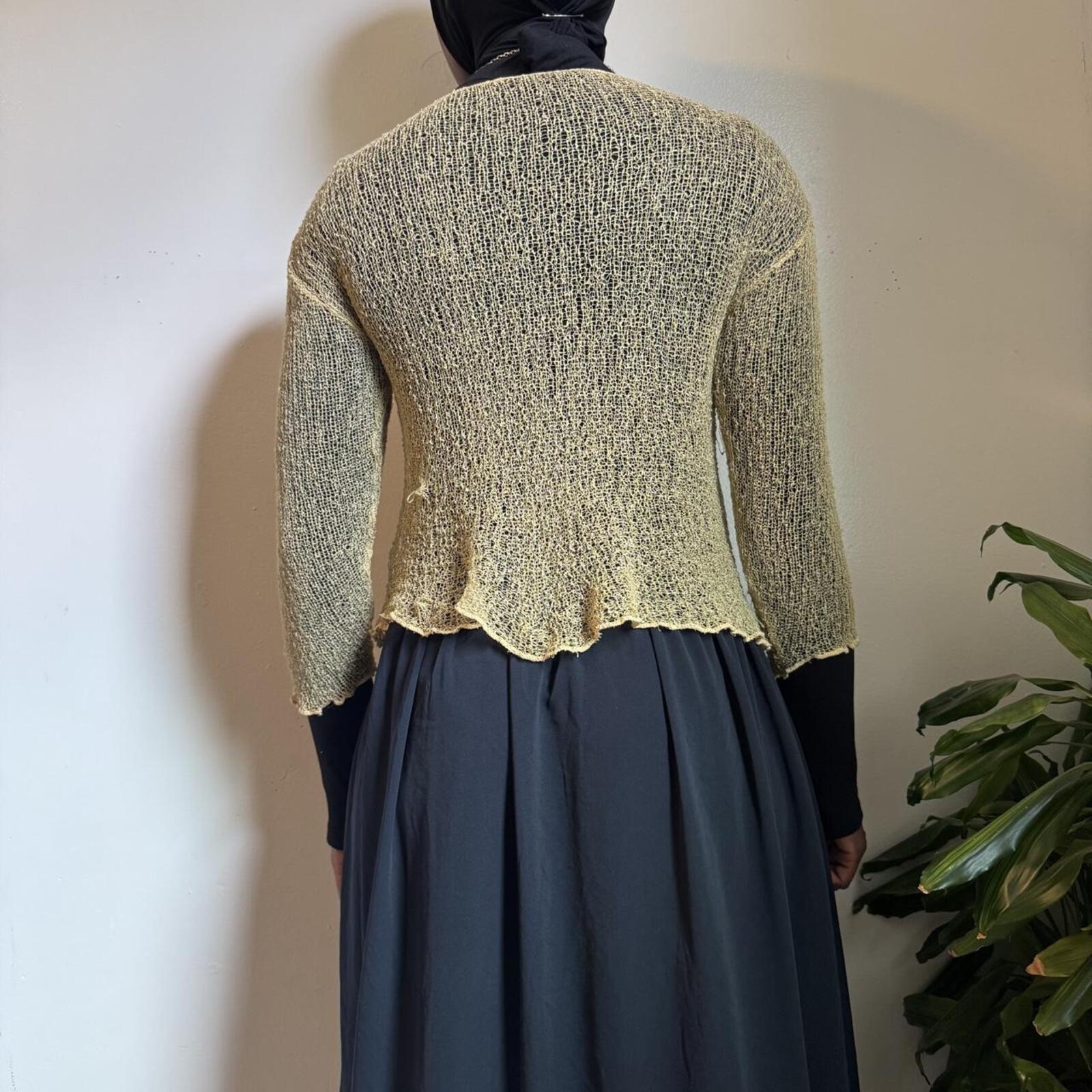 Y2K Open Knit Mesh Shrug Cardigan Tie Front fits like L