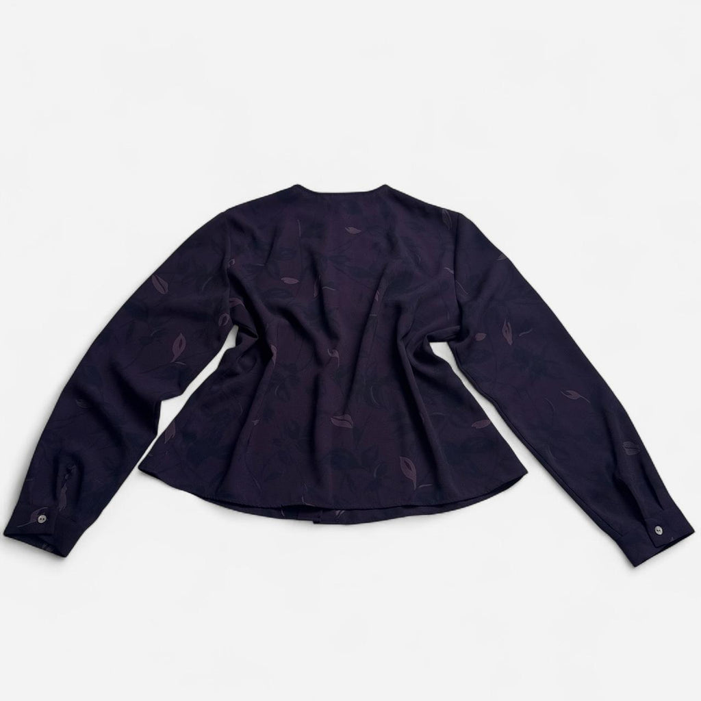 Vintage Jones Wear Blouse Size 14 whimsygoth Dark Purple Leaf 90s fairygrunge