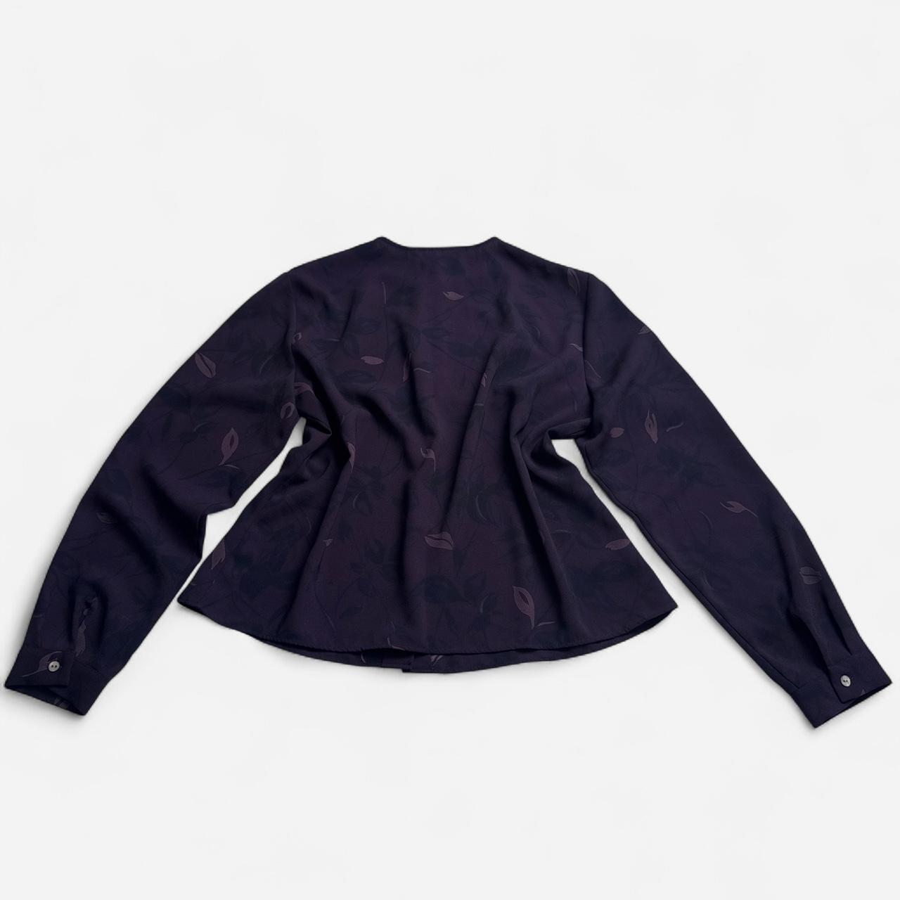 Vintage Jones Wear Blouse Size 14 whimsygoth Dark Purple Leaf 90s fairygrunge