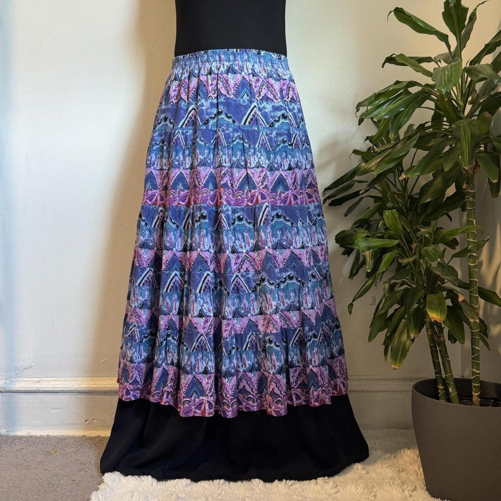 Vintage 90s OSO Casuals Tiered Boho Maxi Skirt Size L