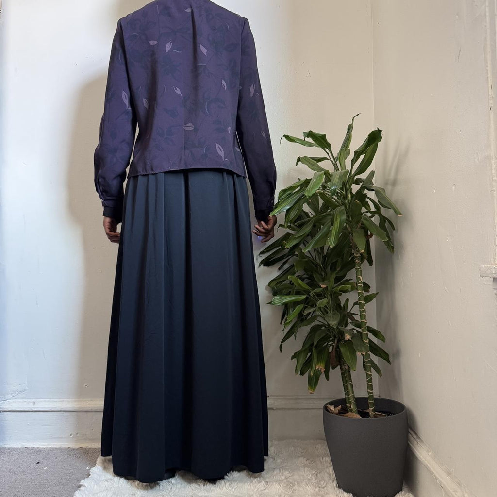 Vintage Jones Wear Blouse Size 14 whimsygoth Dark Purple Leaf 90s fairygrunge