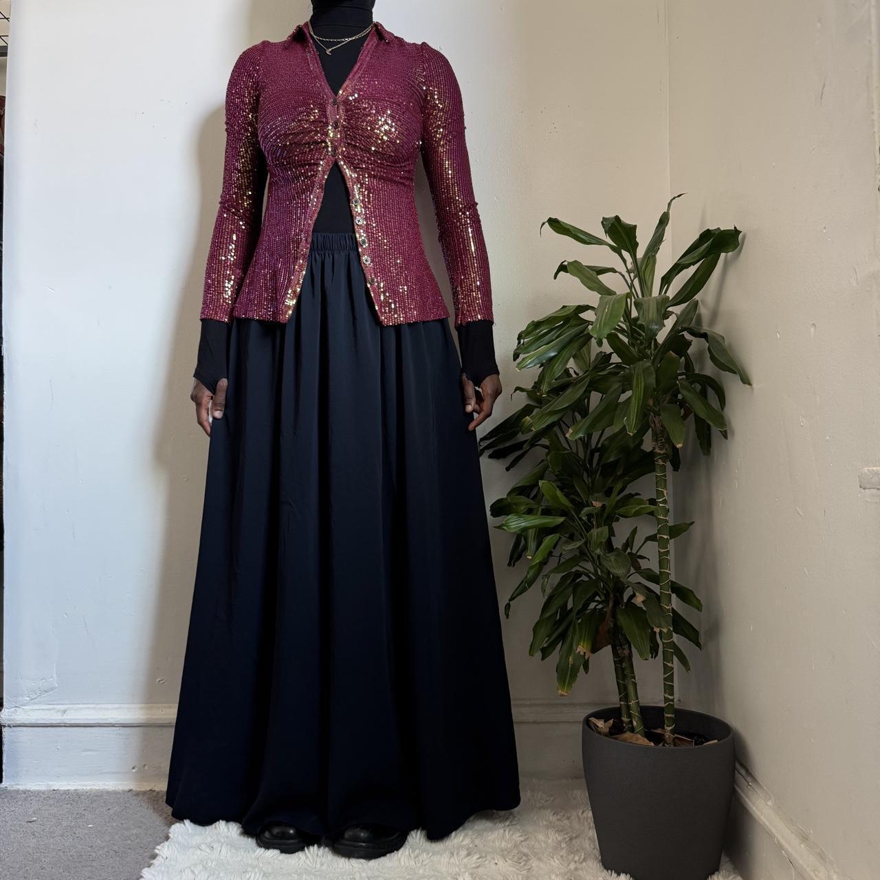 Free People Burgundy Sequin Ruched disco glam blouse top size S