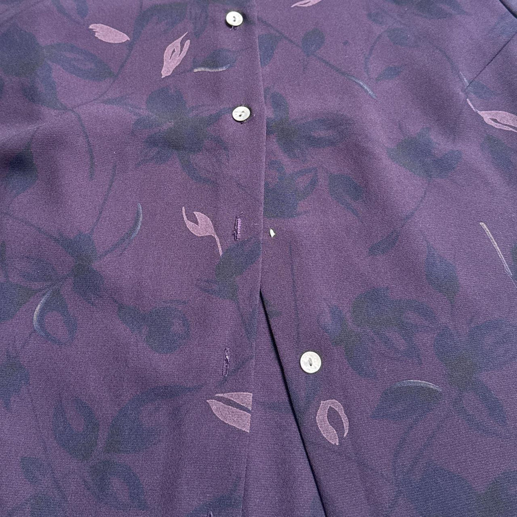 Vintage Jones Wear Blouse Size 14 whimsygoth Dark Purple Leaf 90s fairygrunge