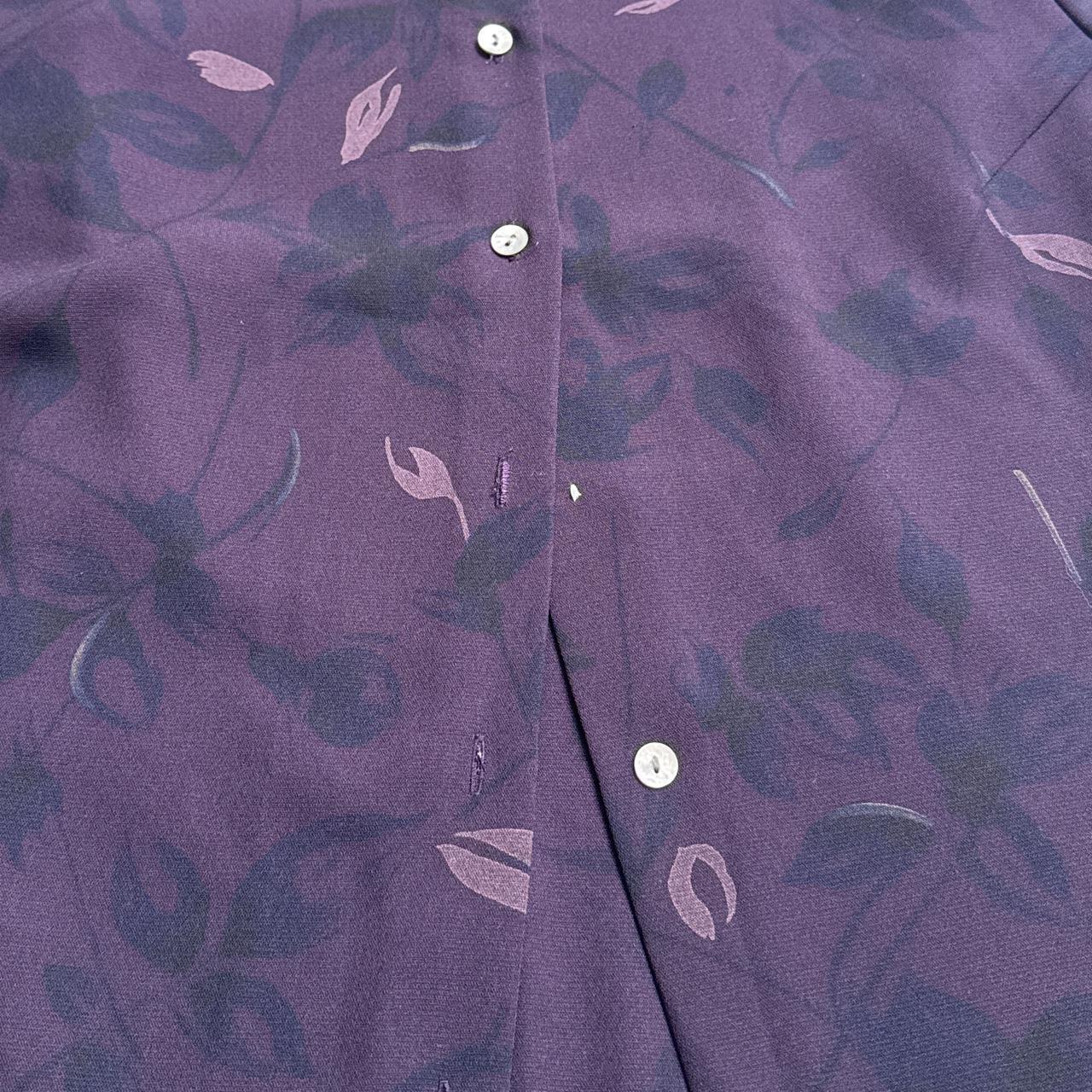 Vintage Jones Wear Blouse Size 14 whimsygoth Dark Purple Leaf 90s fairygrunge
