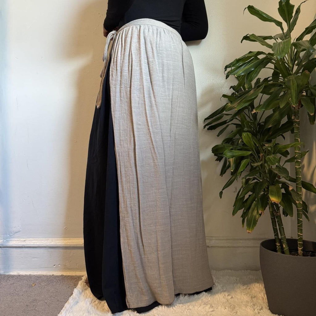 Boho Beige Crinkle Wrap Maxi Skirt One Size