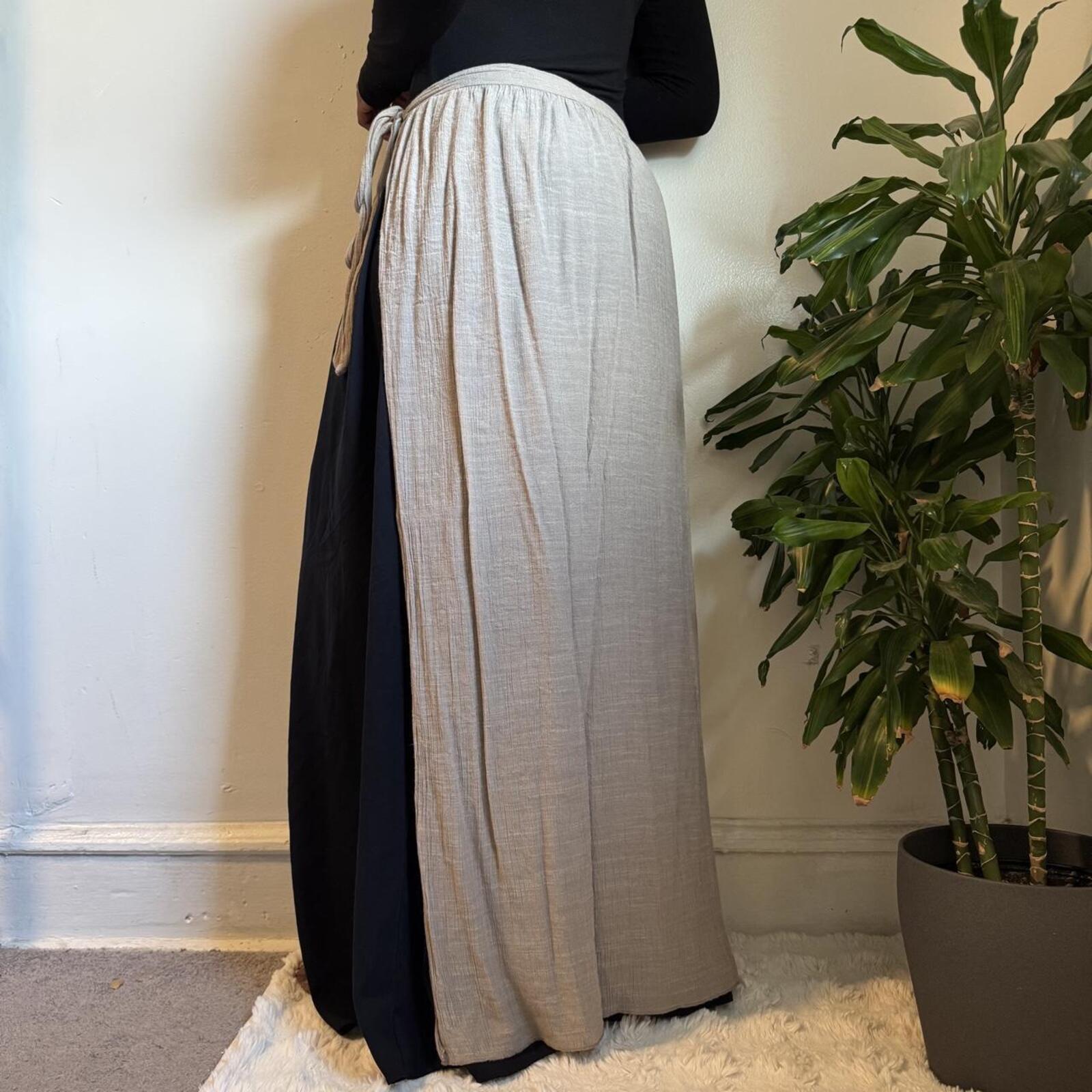 Boho Beige Crinkle Wrap Maxi Skirt One Size