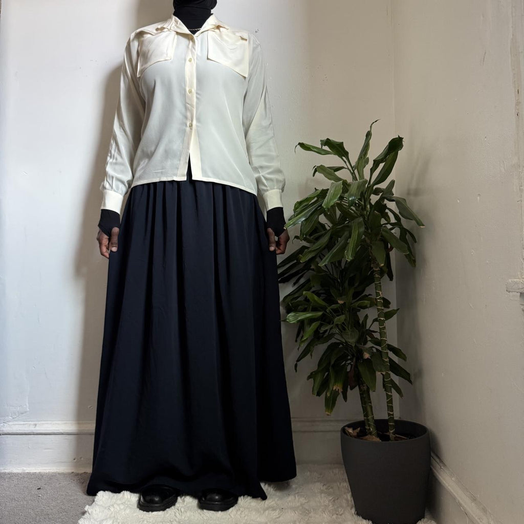 80s Cocon Paris Cream Silk French Designer Button Up Quiet Luxury Top 40/M-L