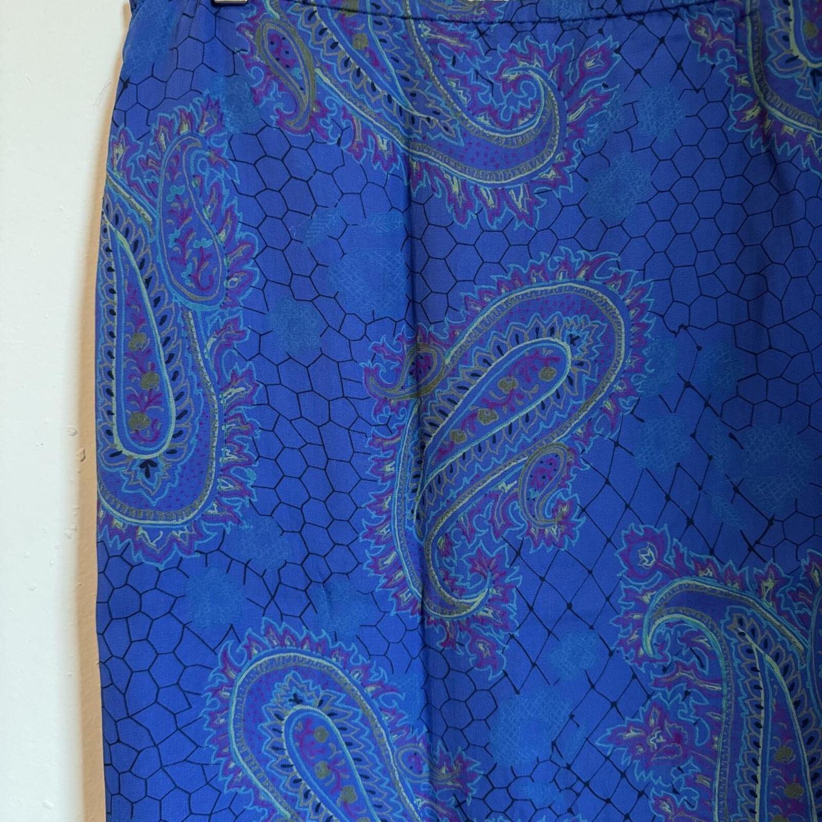 Sunny Leigh Vintage 90s Blue Silk Paisley fairy Mini Skirt size M