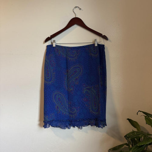 Sunny Leigh Vintage 90s Blue Silk Paisley fairy Mini Skirt size M