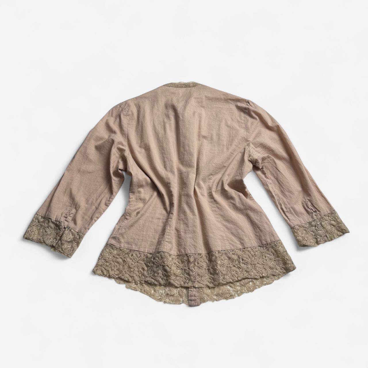 Vintage BCI Cottagecore Blouse Metallic Lace Trim Pintuck Prairie Top - S