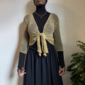 Y2K Open Knit Mesh Shrug Cardigan Tie Front fits like L