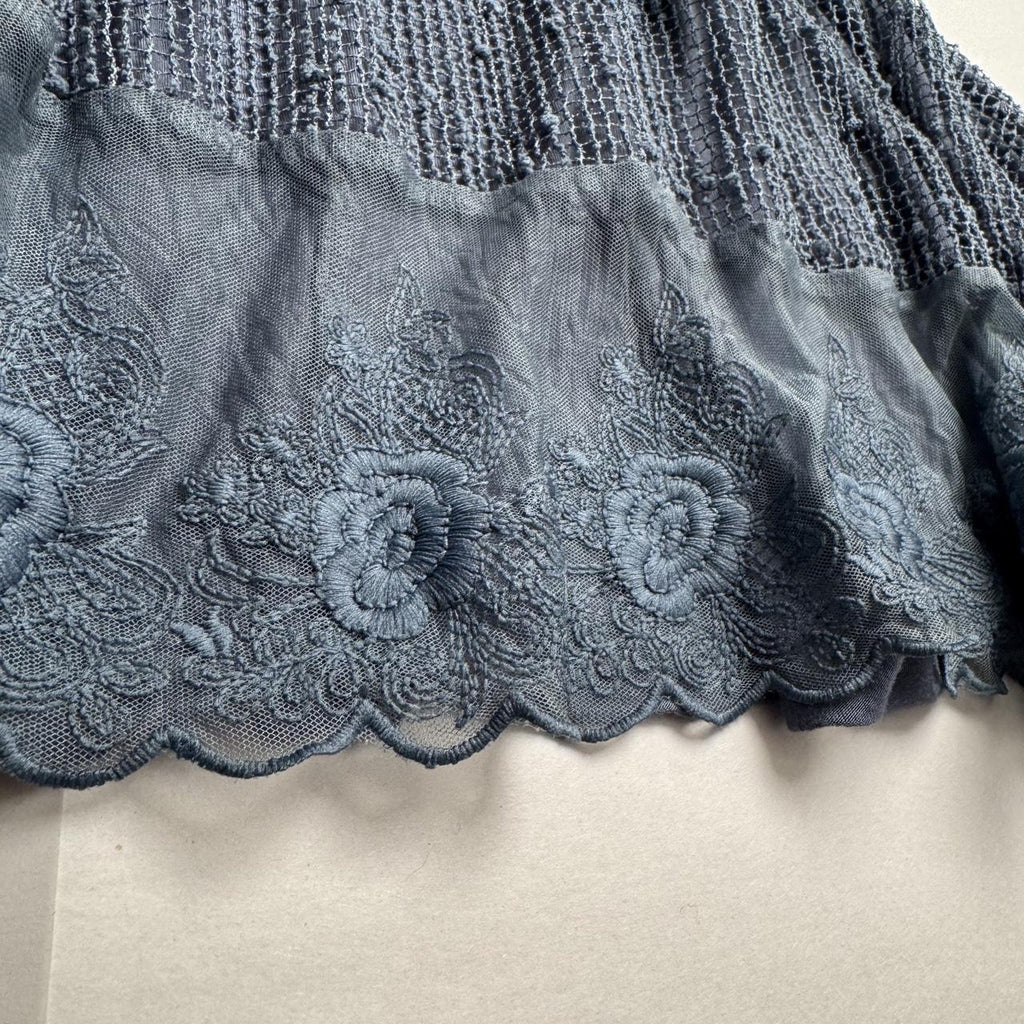 Cupio Dusty Blue Crochet Knit Sequin boho fairycore Tank Top L