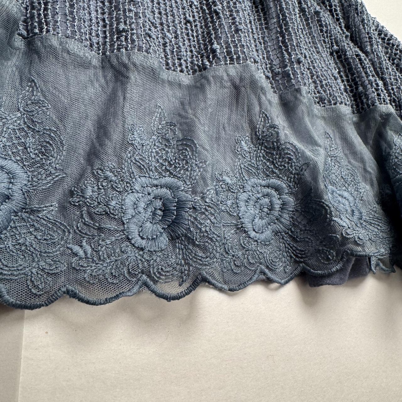 Cupio Dusty Blue Crochet Knit Sequin boho fairycore Tank Top L
