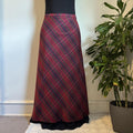 Vintage Cato Woman dark academia Burgundy Plaid Bias Cut Maxi Skirt size 20W