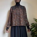 Boho Floral Peasant Ruffle Balloon Sleeve Whimsigoth Blouse L