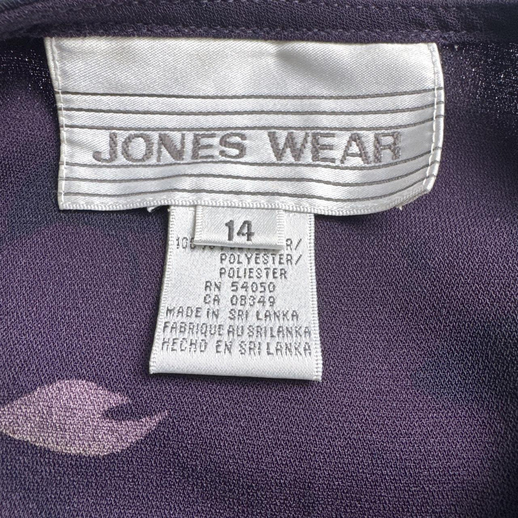 Vintage Jones Wear Blouse Size 14 whimsygoth Dark Purple Leaf 90s fairygrunge