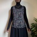 Vintage 90s Whimsigoth Ditsy Floral see through light weight blouse XXL