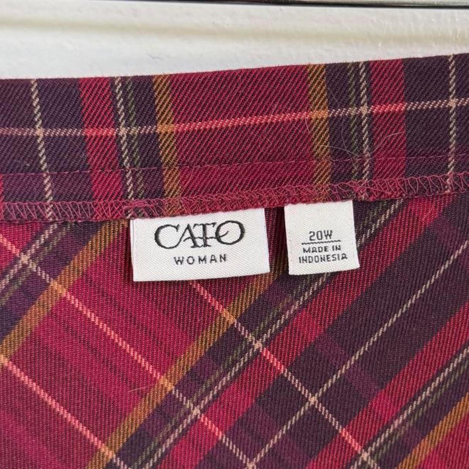 Vintage Cato Woman dark academia Burgundy Plaid Bias Cut Maxi Skirt size 20W