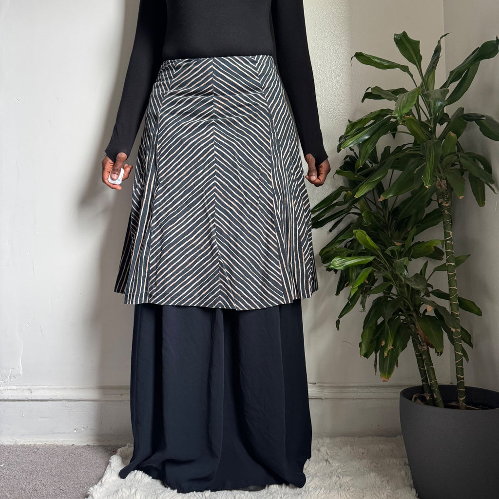 Vintage Chevron Stripe Midi Skirt fits S-M