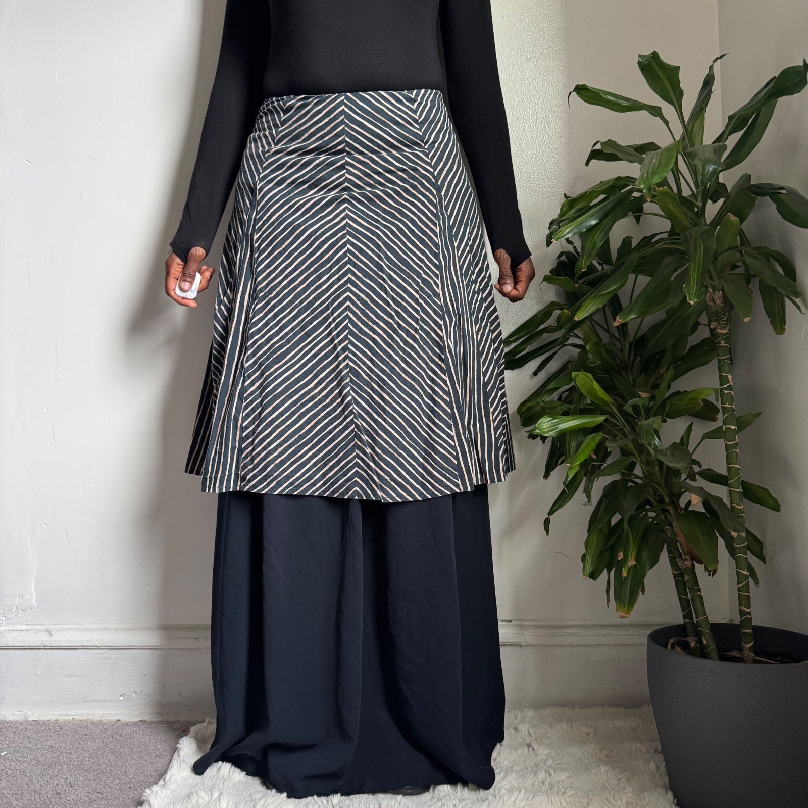 Vintage Chevron Stripe Midi Skirt fits S-M