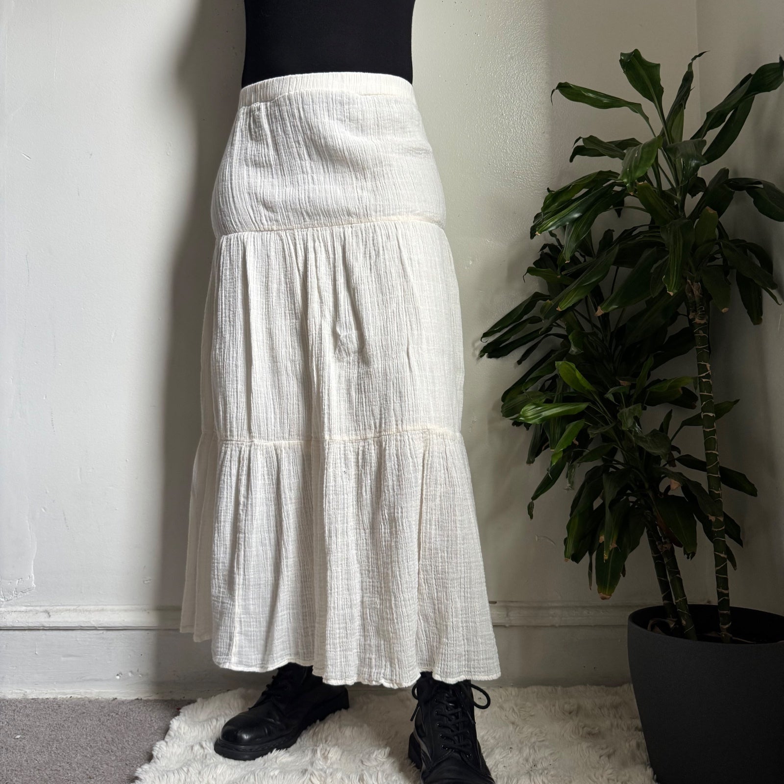 Princess Polly Ivory Tiered Gauze cottagecore Maxi Skirt US2/S-XS