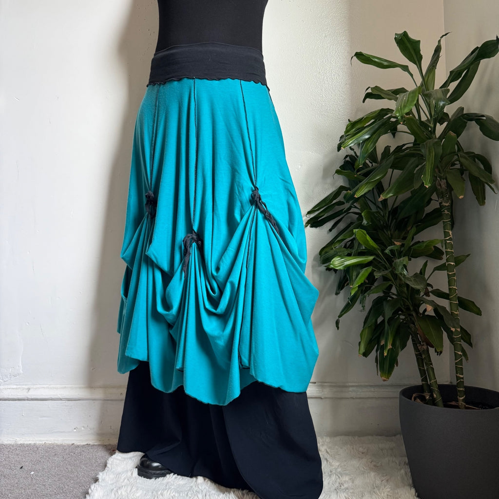 Rare Christy Fisher reversible Asymmetrical Tie-Up Maxi Skirt size M Made in USA