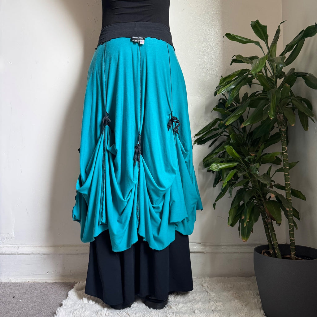 Rare Christy Fisher reversible Asymmetrical Tie-Up Maxi Skirt size M Made in USA