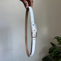 Nine West White Skinny Belt Silver Rectangle Buckle Fits M-L