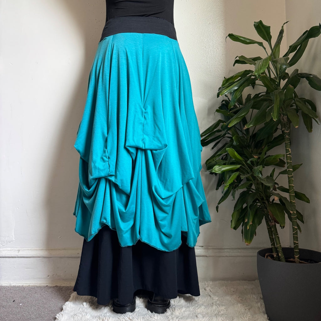 Rare Christy Fisher reversible Asymmetrical Tie-Up Maxi Skirt size M Made in USA