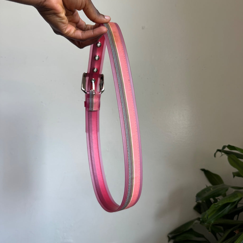 Y2K Pink Jelly grommet Belt with Silver Buckle fits S-M