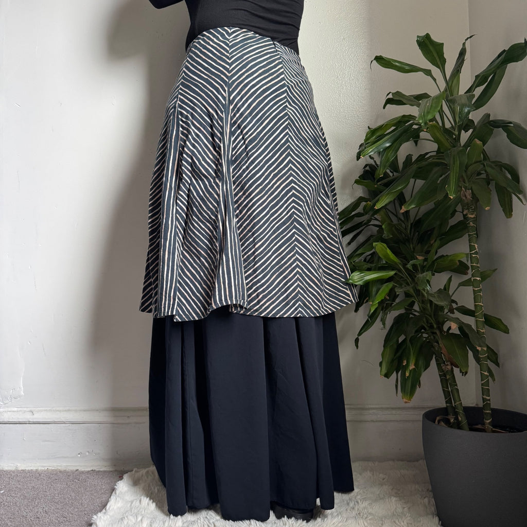 Vintage Chevron Stripe Midi Skirt fits S-M