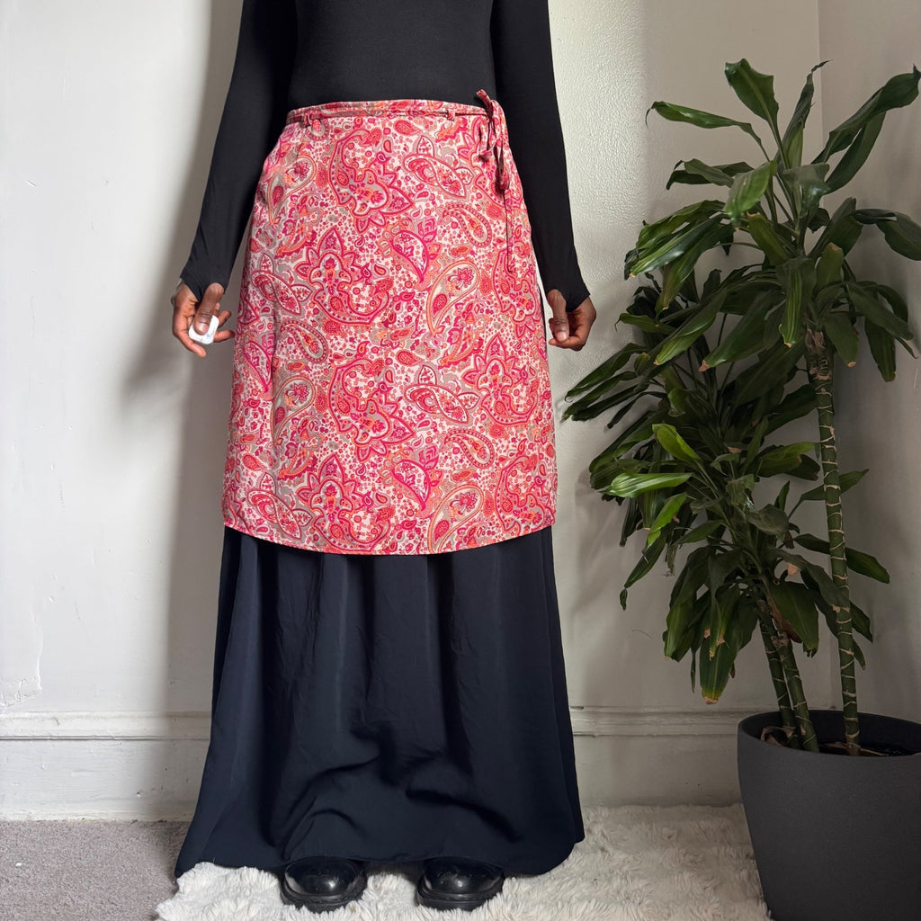 Vintage Pink garden fairy Paisley A-Line knee length Skirt Sz 14
