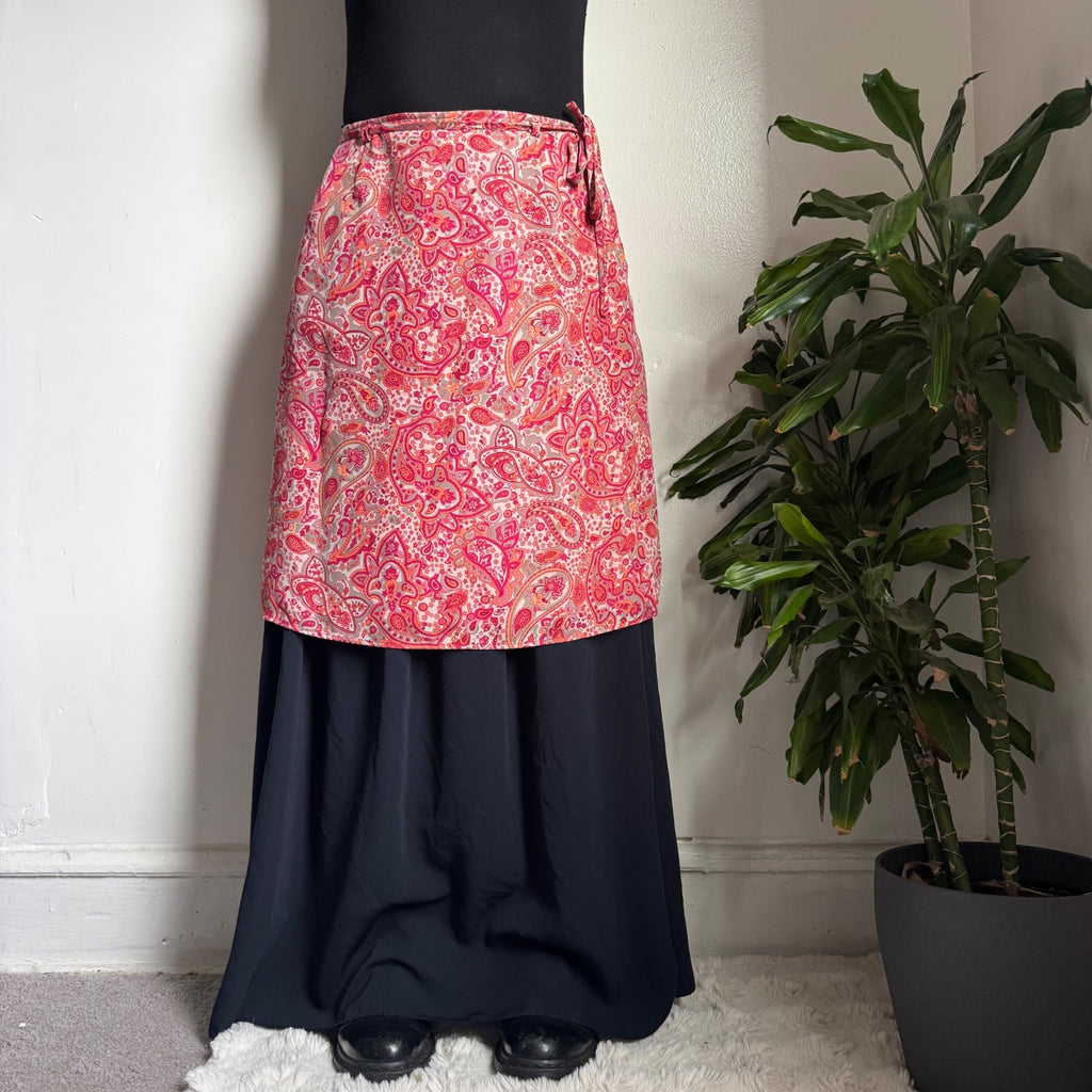 Vintage Pink garden fairy Paisley A-Line knee length Skirt Sz 14
