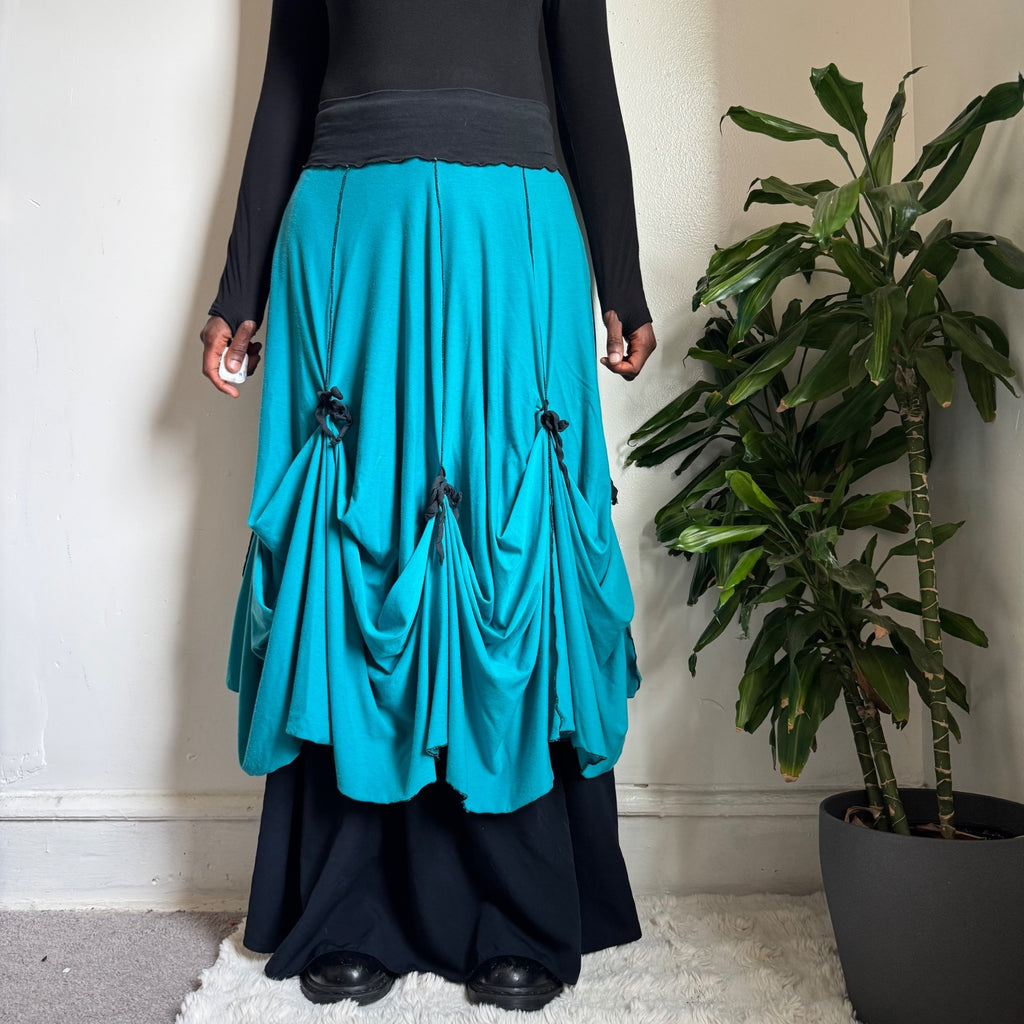 Rare Christy Fisher reversible Asymmetrical Tie-Up Maxi Skirt size M Made in USA