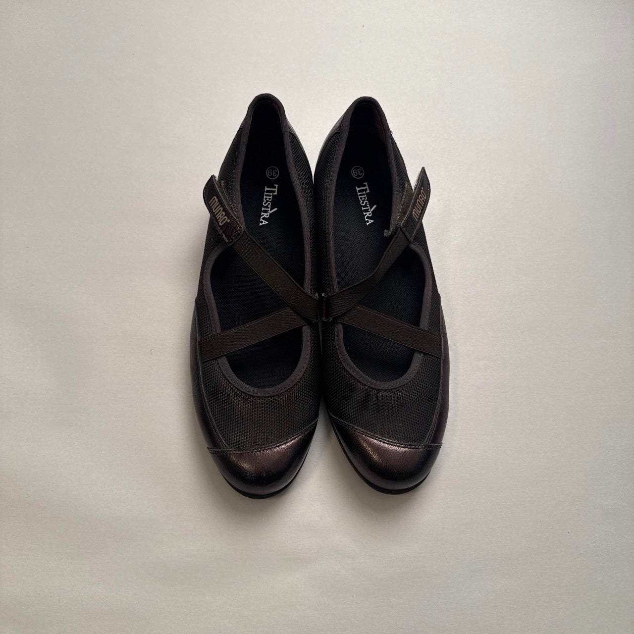 Munro Metallic Bronze Leather Mesh Mary Jane Sneaker Flats Crisscross Strap US 8