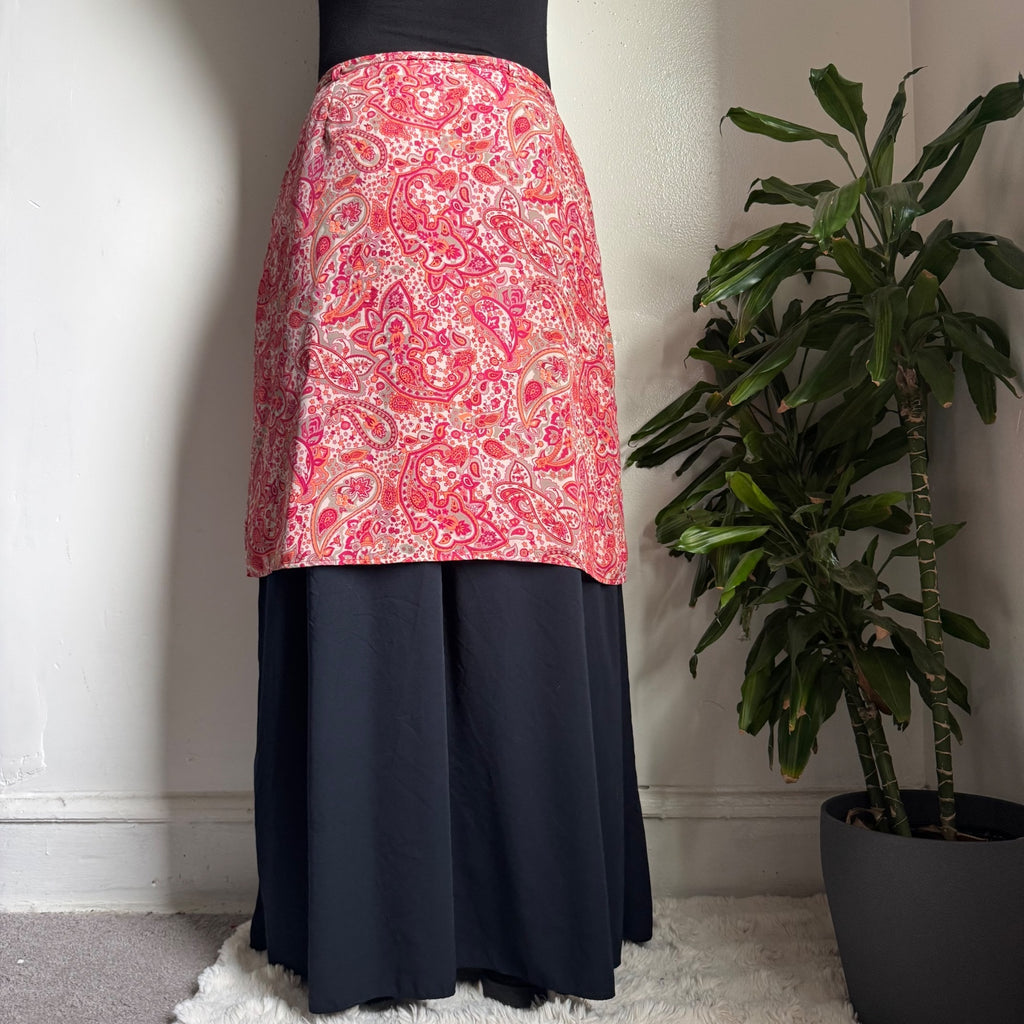 Vintage Pink garden fairy Paisley A-Line knee length Skirt Sz 14