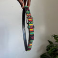 90s Rasta Reggae Stripe Woven Belt Leather Back Studded Trim Size S-M