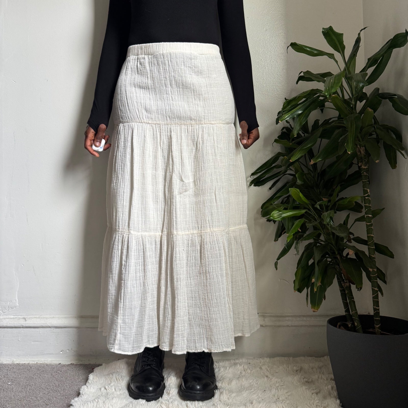 Princess Polly Ivory Tiered Gauze cottagecore Maxi Skirt US2/S-XS