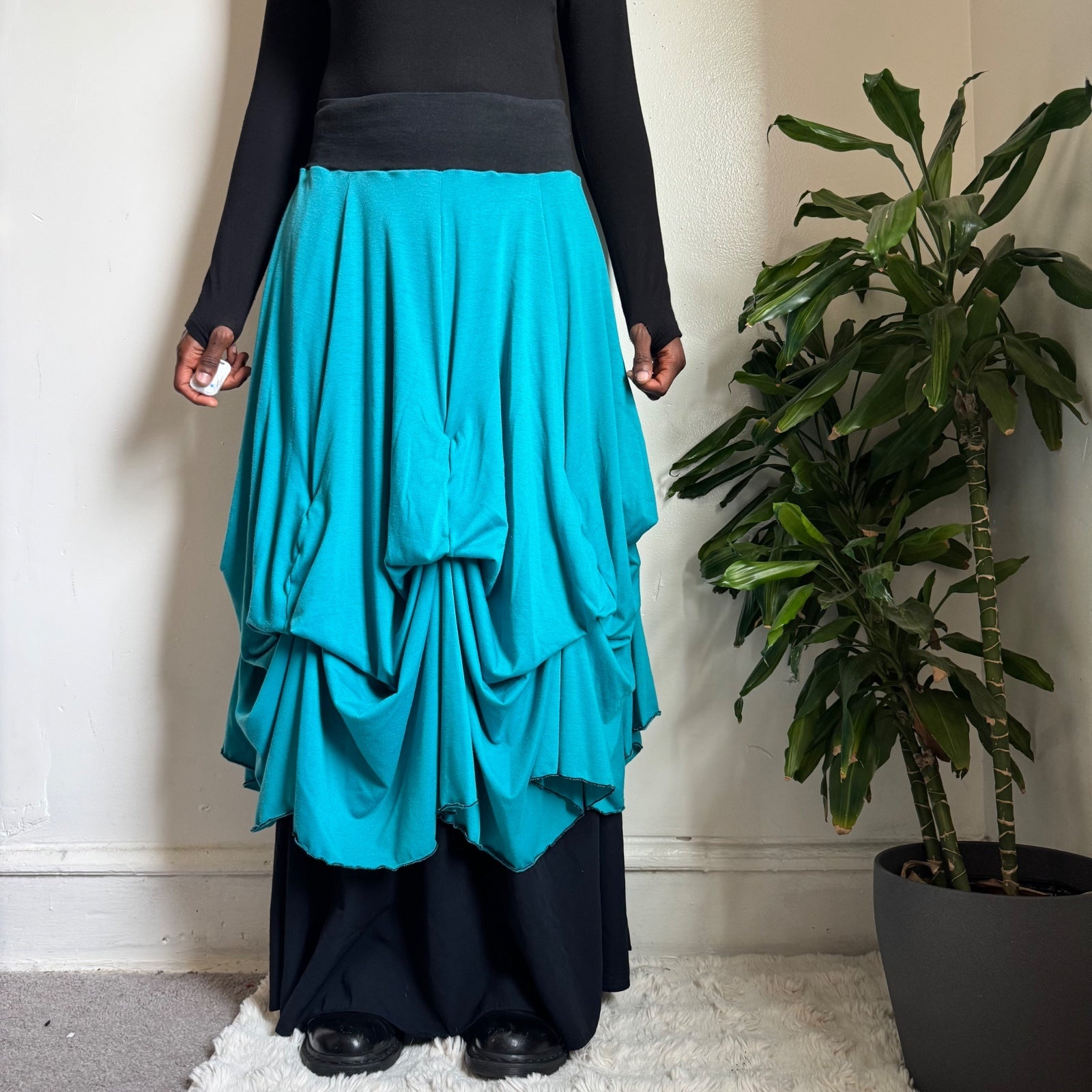 Rare Christy Fisher reversible Asymmetrical Tie-Up Maxi Skirt size M Made in USA