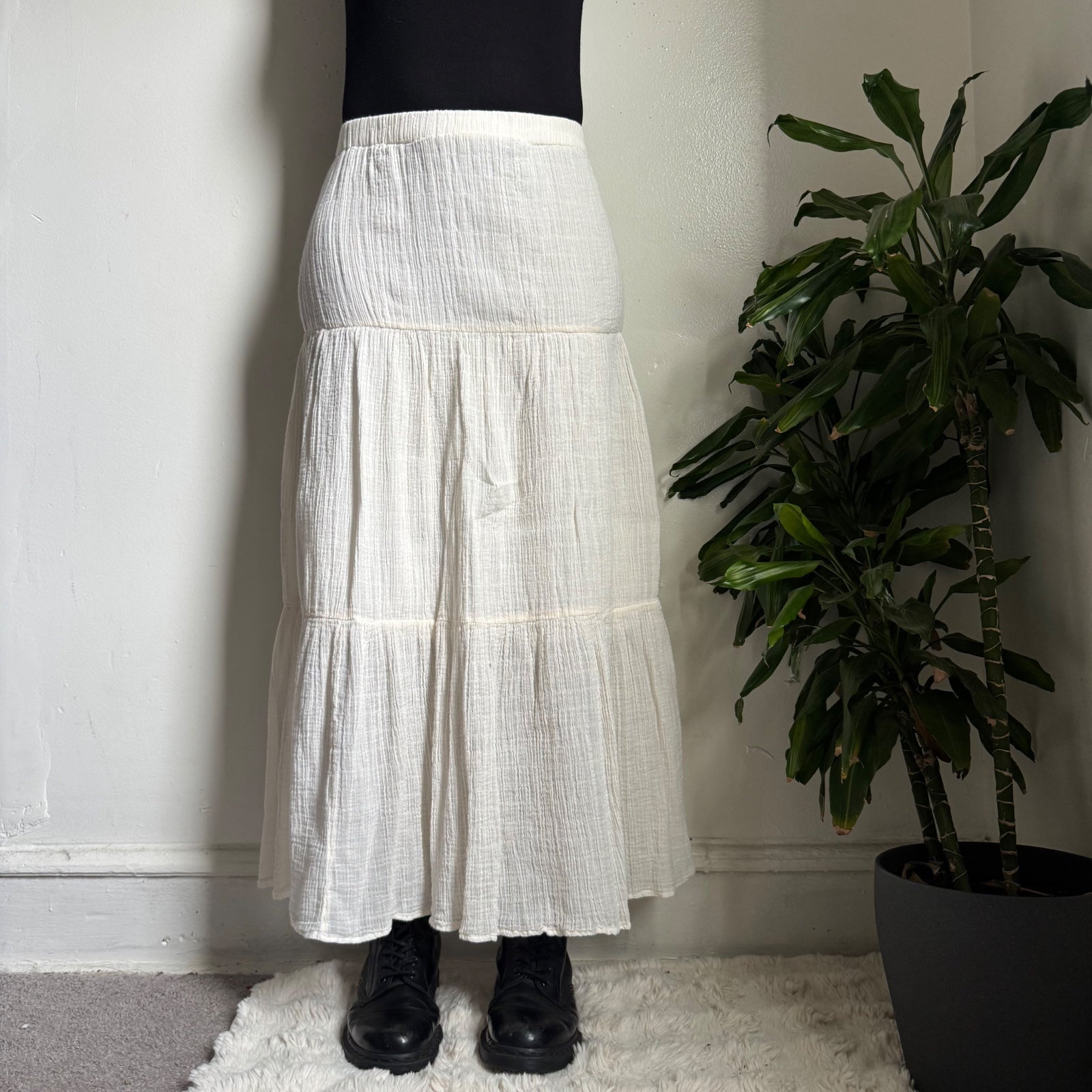Princess Polly Ivory Tiered Gauze cottagecore Maxi Skirt US2/S-XS