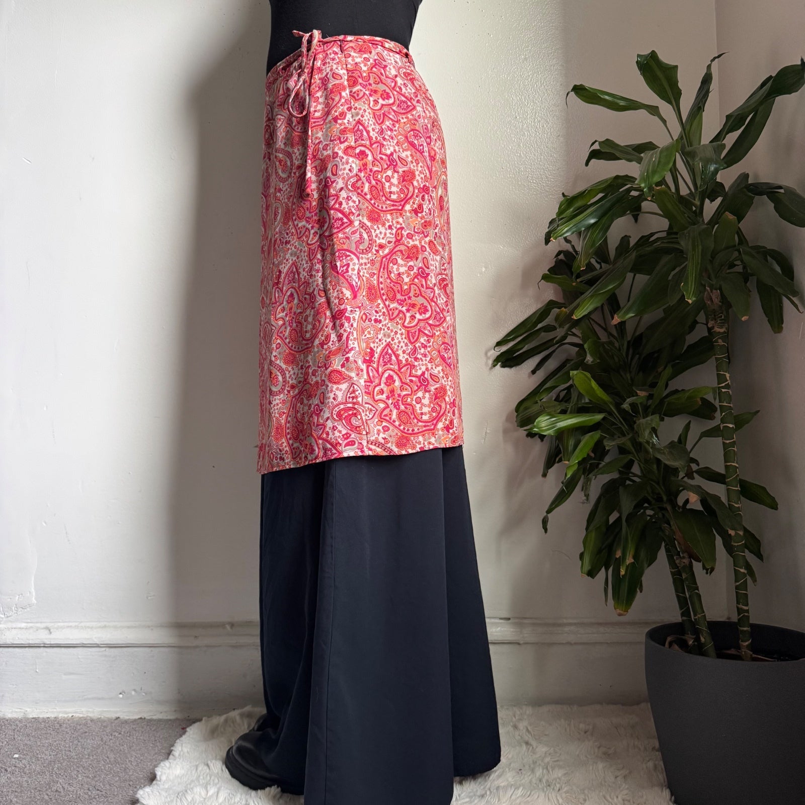 Vintage Pink garden fairy Paisley A-Line knee length Skirt Sz 14