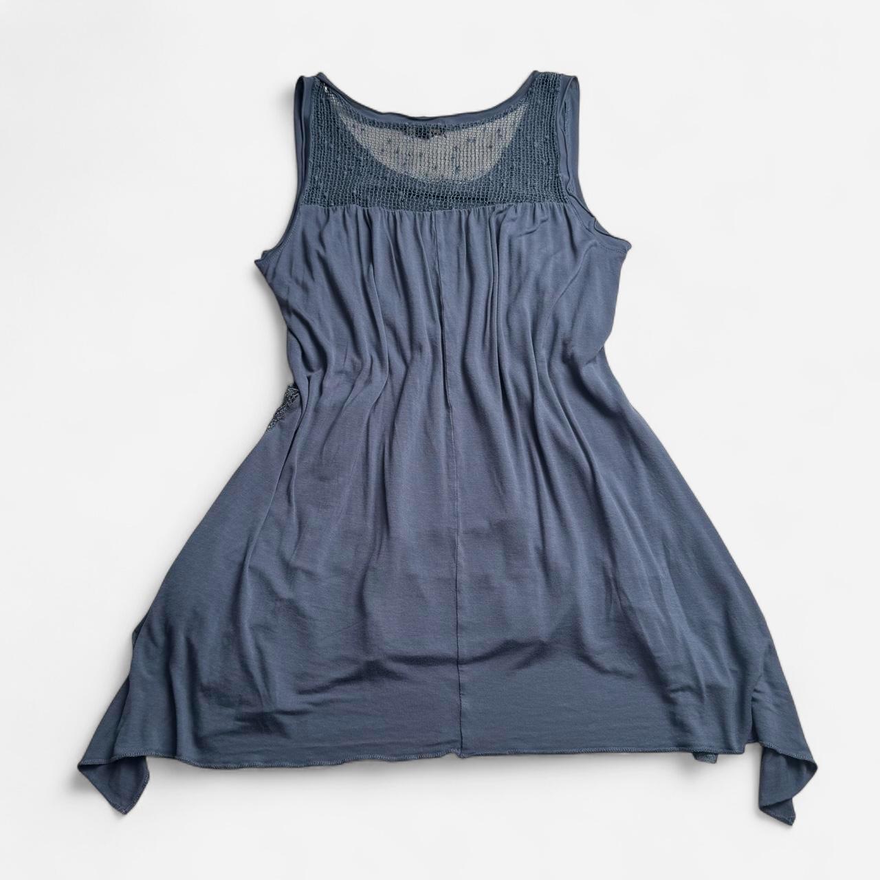 Cupio Dusty Blue Crochet Knit Sequin boho fairycore Tank Top L