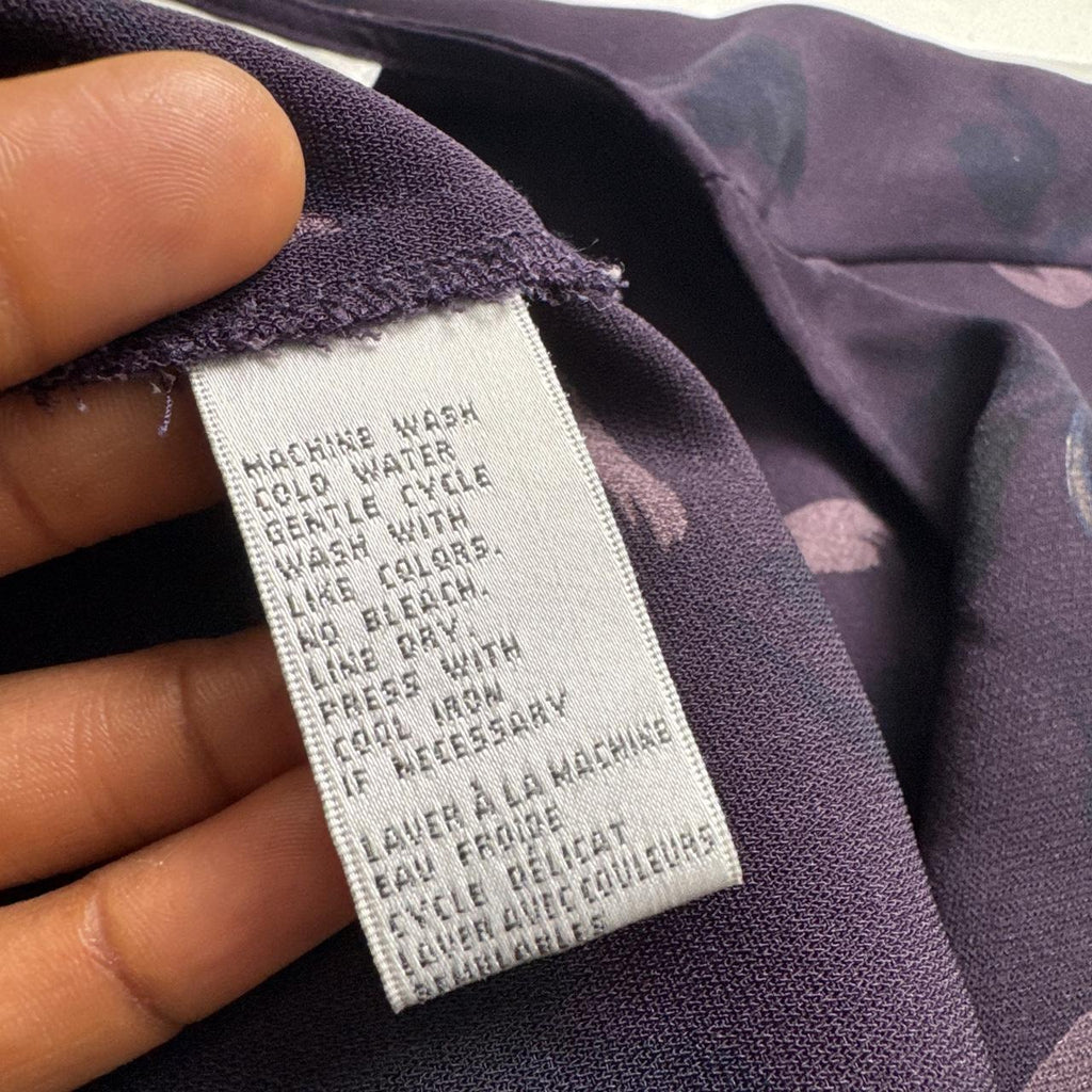 Vintage Jones Wear Blouse Size 14 whimsygoth Dark Purple Leaf 90s fairygrunge