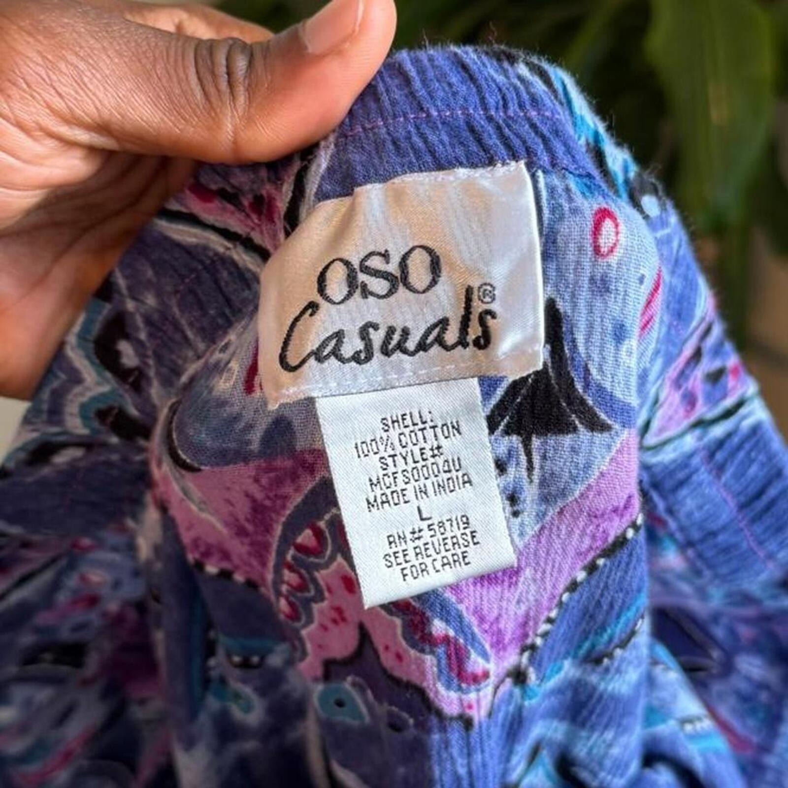 Vintage 90s OSO Casuals Tiered Boho Maxi Skirt Size L