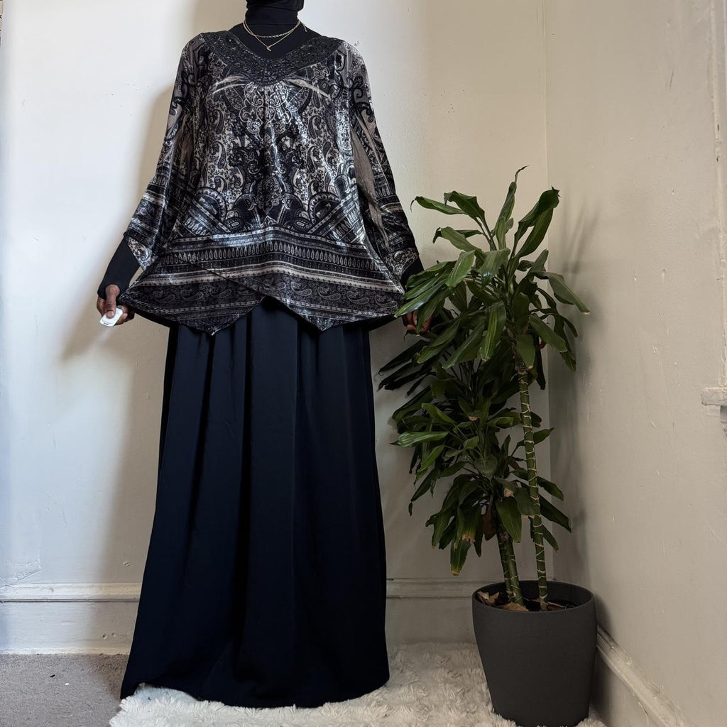 Vintage boho Velvet Burnout Top 2X Plus Size Paisley Crochet V-Neck Bell Sleeve
